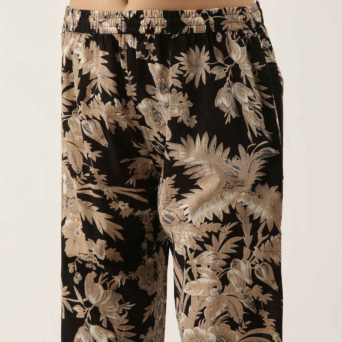 Sanskrutihomes Women's Pure Cotton Night suits | SE-KFP-001 | Black - XL