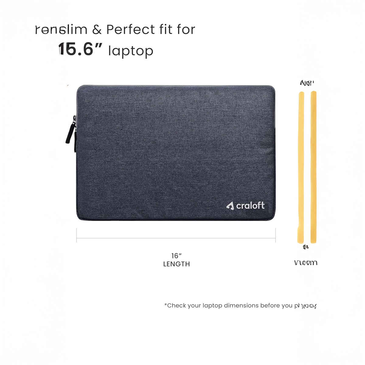 Craloft 15-15.6 Inch Laptop Sleeve Cover Bag for MacBook/Dell/HP/Lenovo - Office & Travel Use (L26)