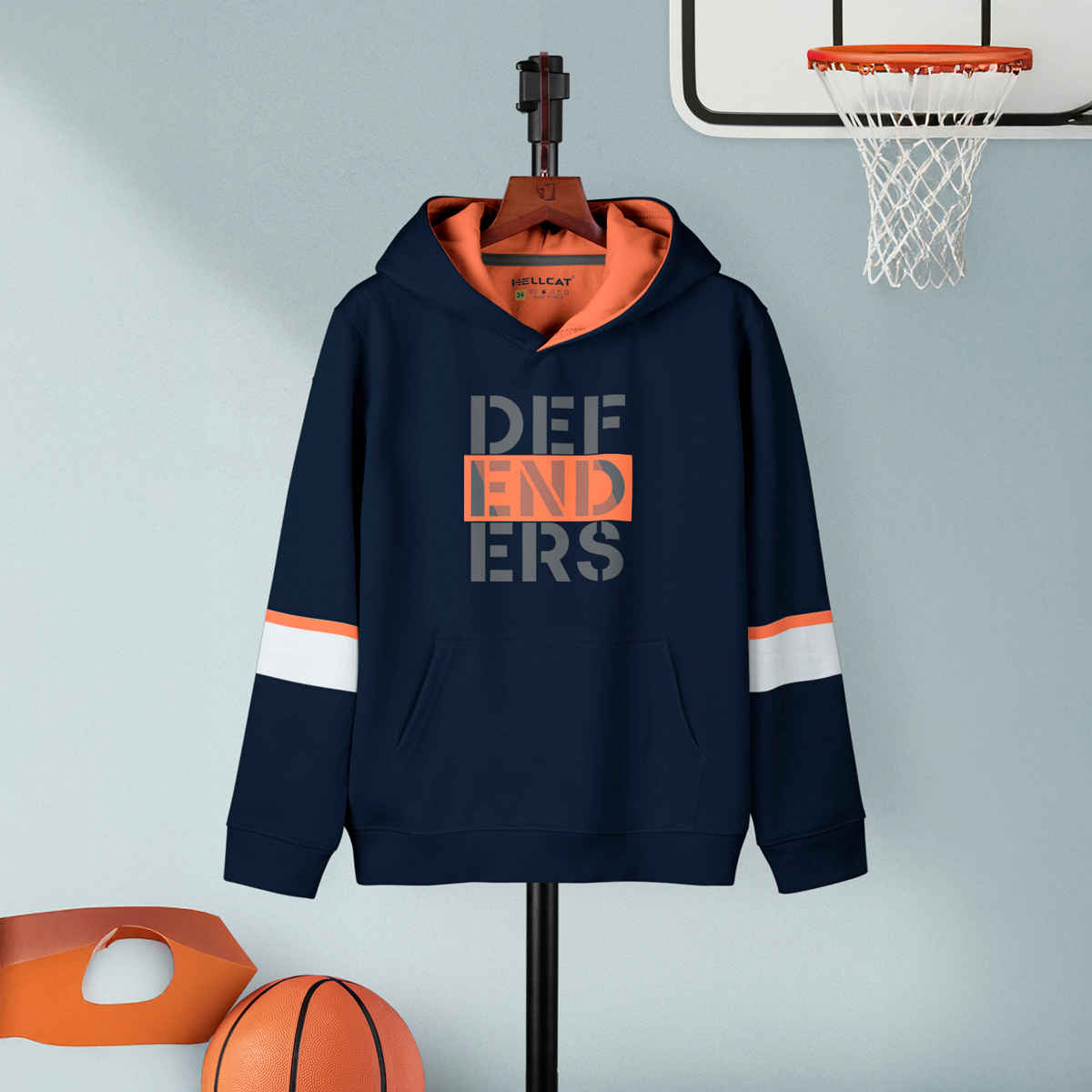 Hellcat Boy's Printed Cotton Blend Hoodie T-Shirt | Green | 15-16 Years