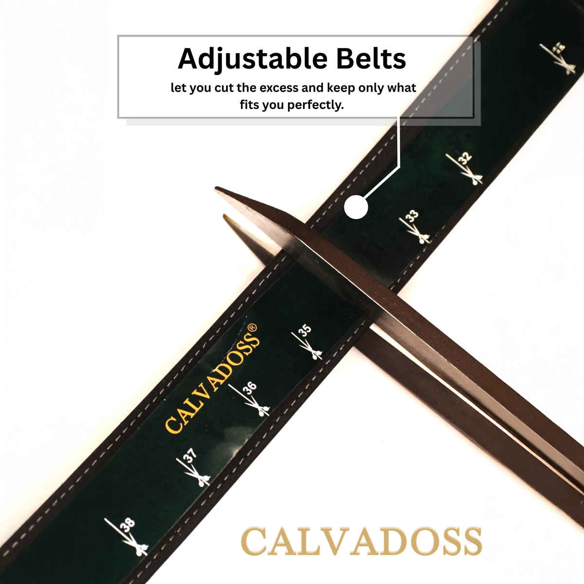 Calvadoss Men's Premium Comfort Fit Solid Gear PU Belt | Rose Gold