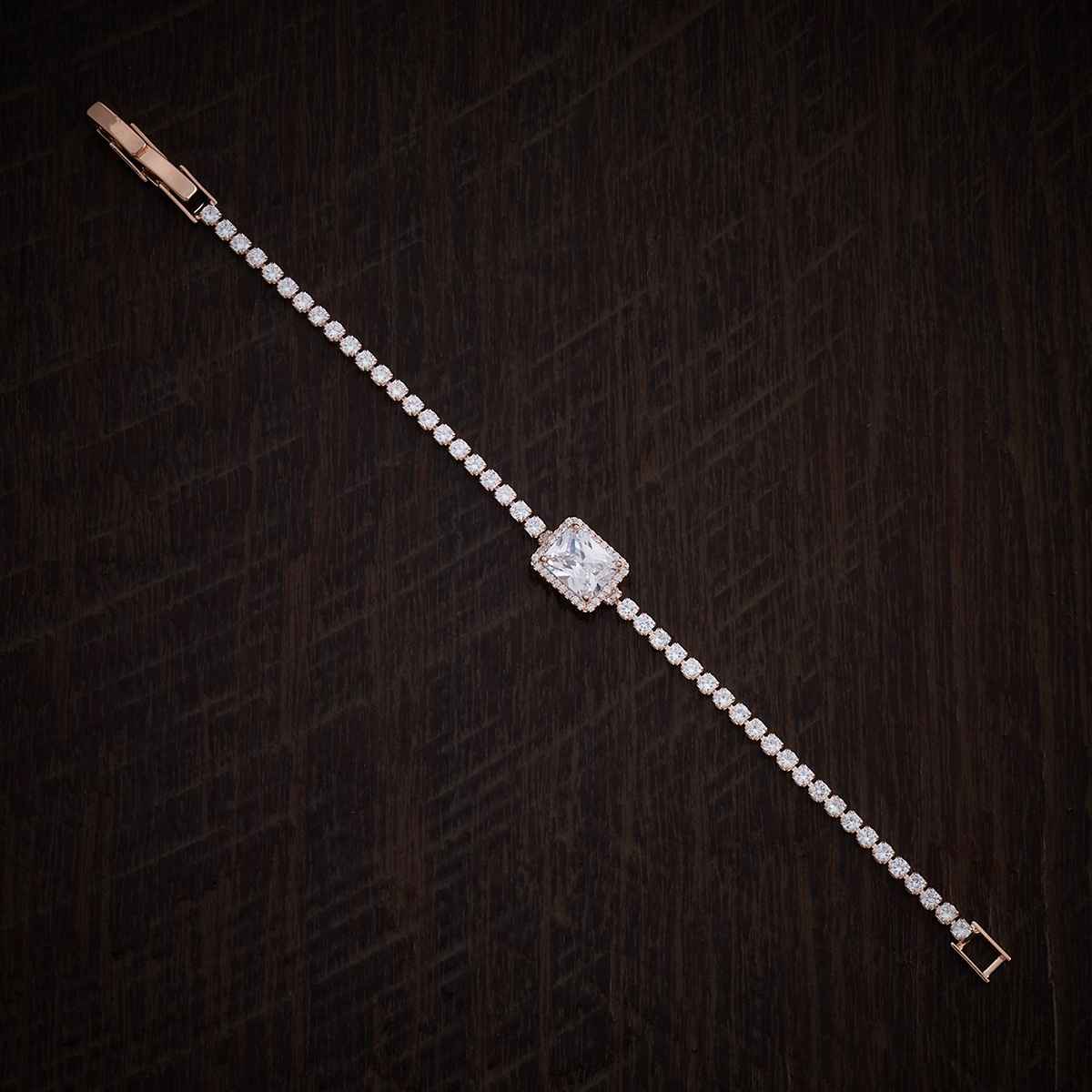 Kushal s Fashion Jewellery White Rose Gold-Plated Party Zircon Bracelet | 438988