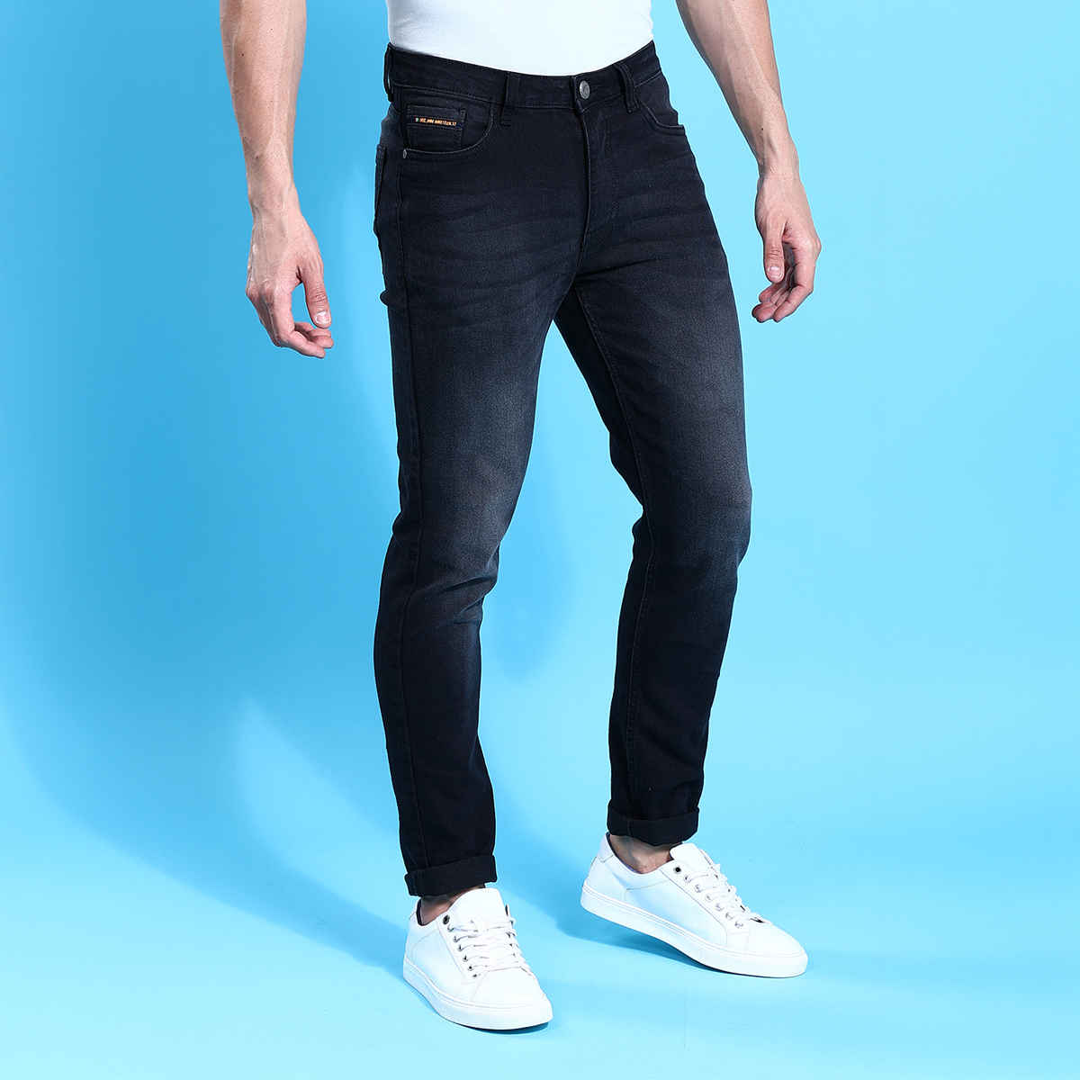 The Indian Garage Co Slim Fit Solid Casual Jeans | Black - 32