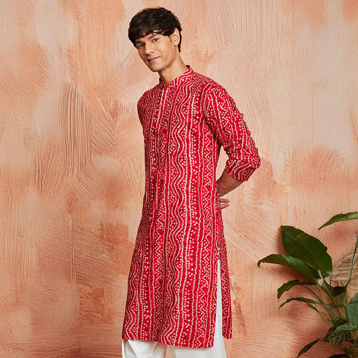 Vastramay Men's Rayon Kurta | Red - L