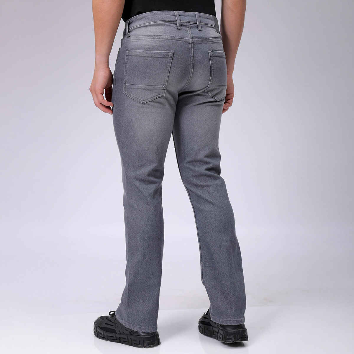 The Indian Garage Co Men's Slim Fit Solid Casual Regular Jeans | Grey | 32