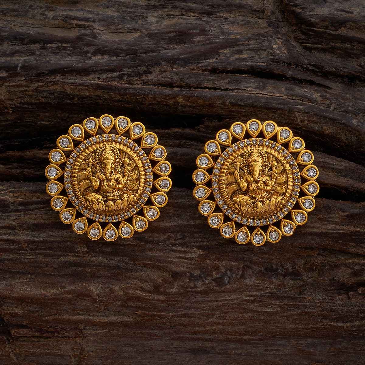 Kushal s Fashion Jewellery White Gold-Plated Synthetic Stones Antique Earring | 410245