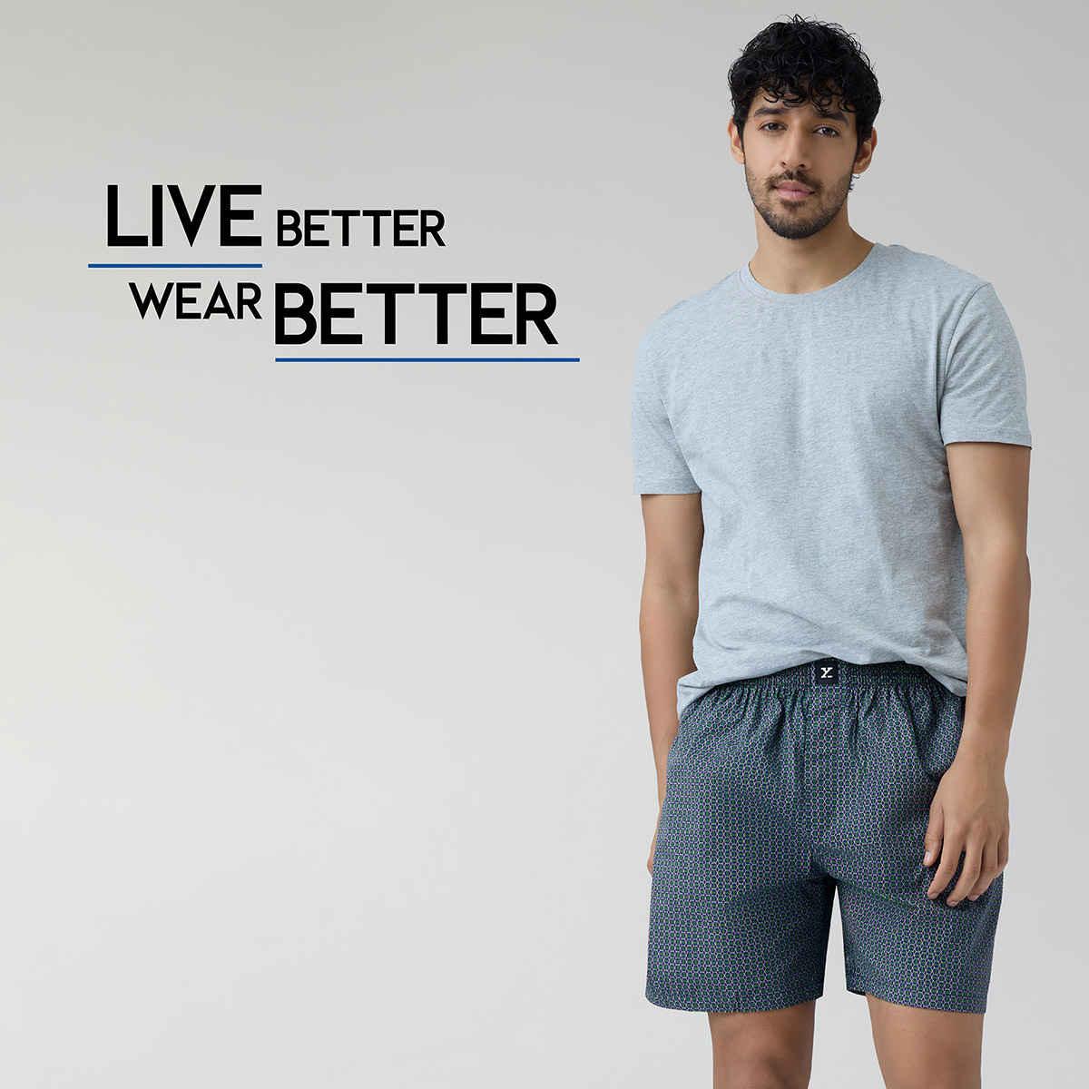 XYXX Men's Cotton Printed Boxer Shorts with Side Pockets, Green Hexagon| XL