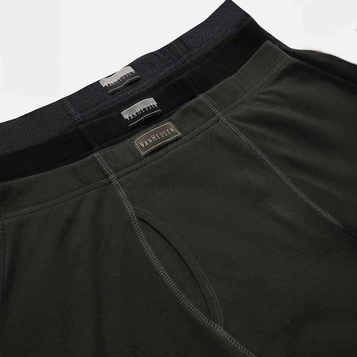 Van Heusen Men Pure Black, Dark Grey,Peat Pack Of 3 Combed Anti Bacterial Boxer Briefs |XXL