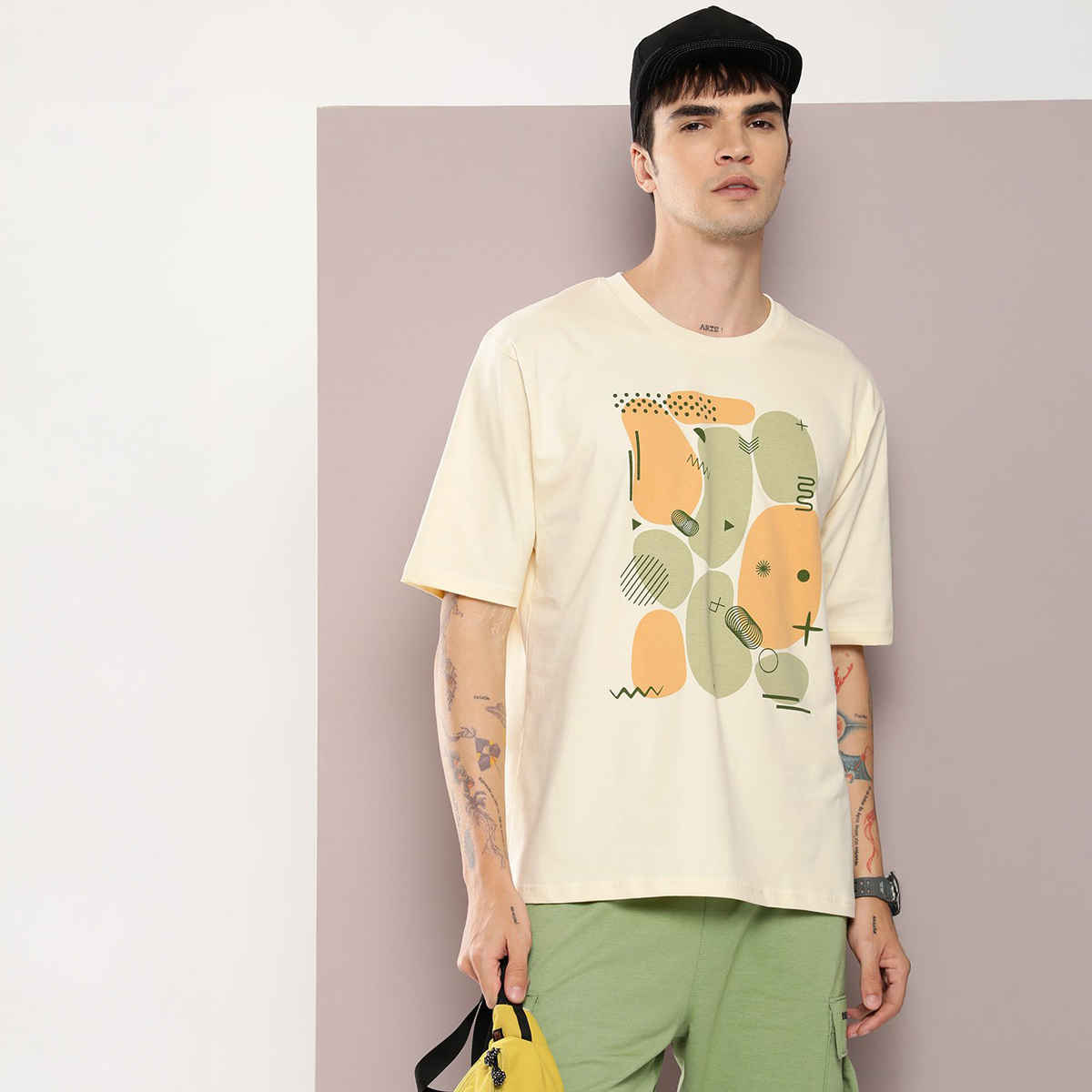 Dillinger Men's Oversized T-shirts | DLMOV285WWHT | Off White - XL