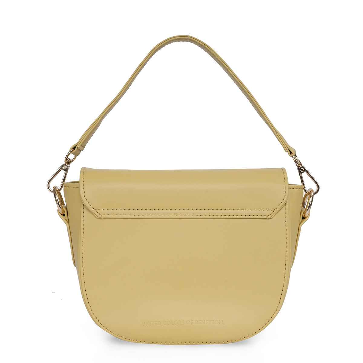 United Colors Of Benetton Women's Solid PU 2 L Sling Handbag | Butter - Free Size