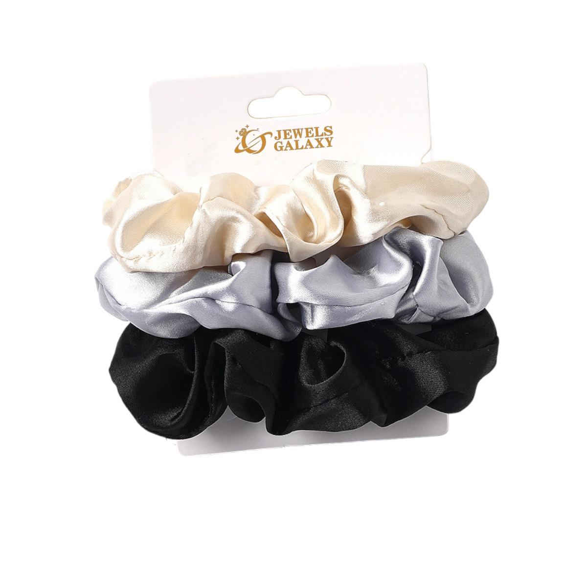 Jewels Galaxy Multicolor Regular-Use Satin Scrunchies (1 Pack 3 Pieces)