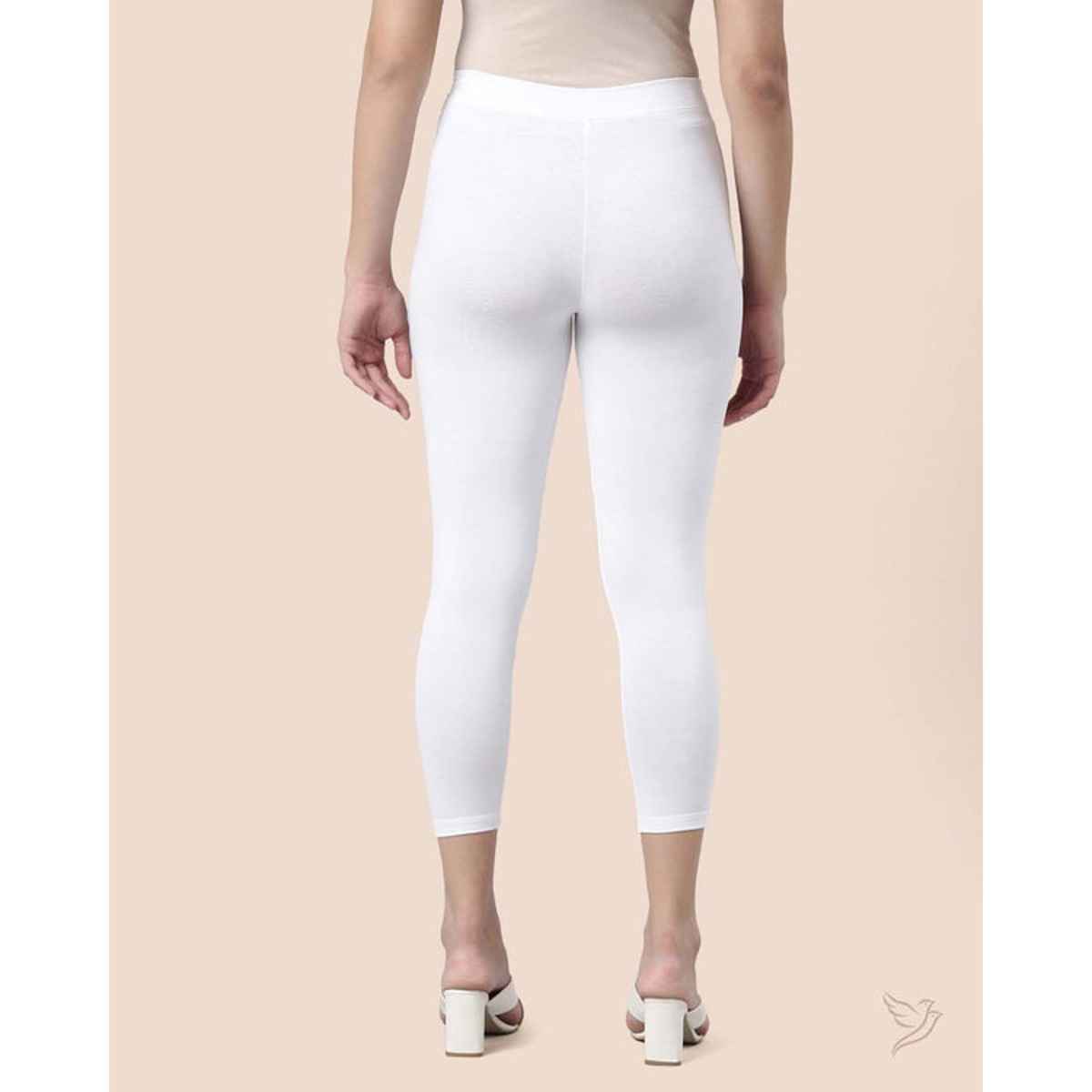 Twin Birds Women's High Ankle Leggings | White Plus - S