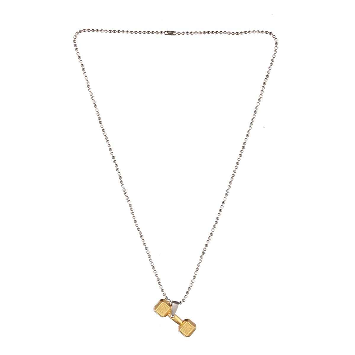 Priyaasi Bold By Priyaasi Dumbbell Gold & Silver-Toned Pendant Chain For Men (Bd-Ch-10050)