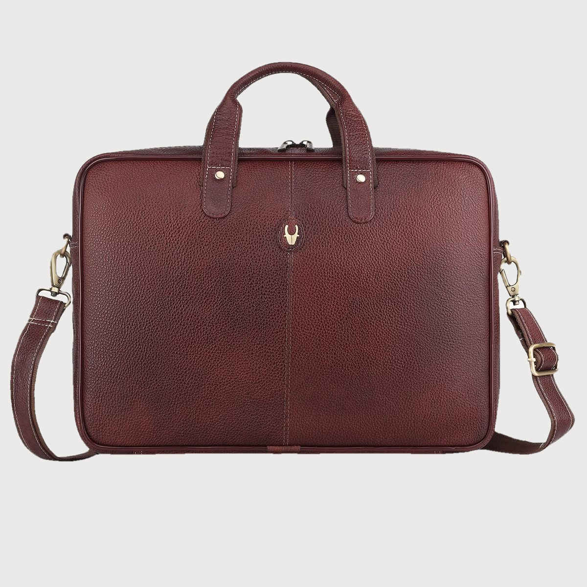 Wildhorn Men's Solid Leather 25 L Laptop Bag | Maroon - 15.6 Inches