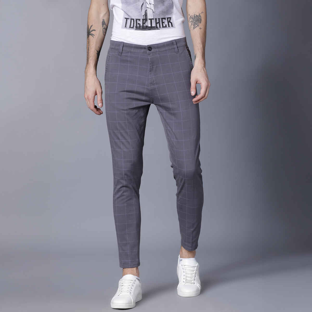 HIGHLANDER Men's Slim Fit Trousers | Grey - 36