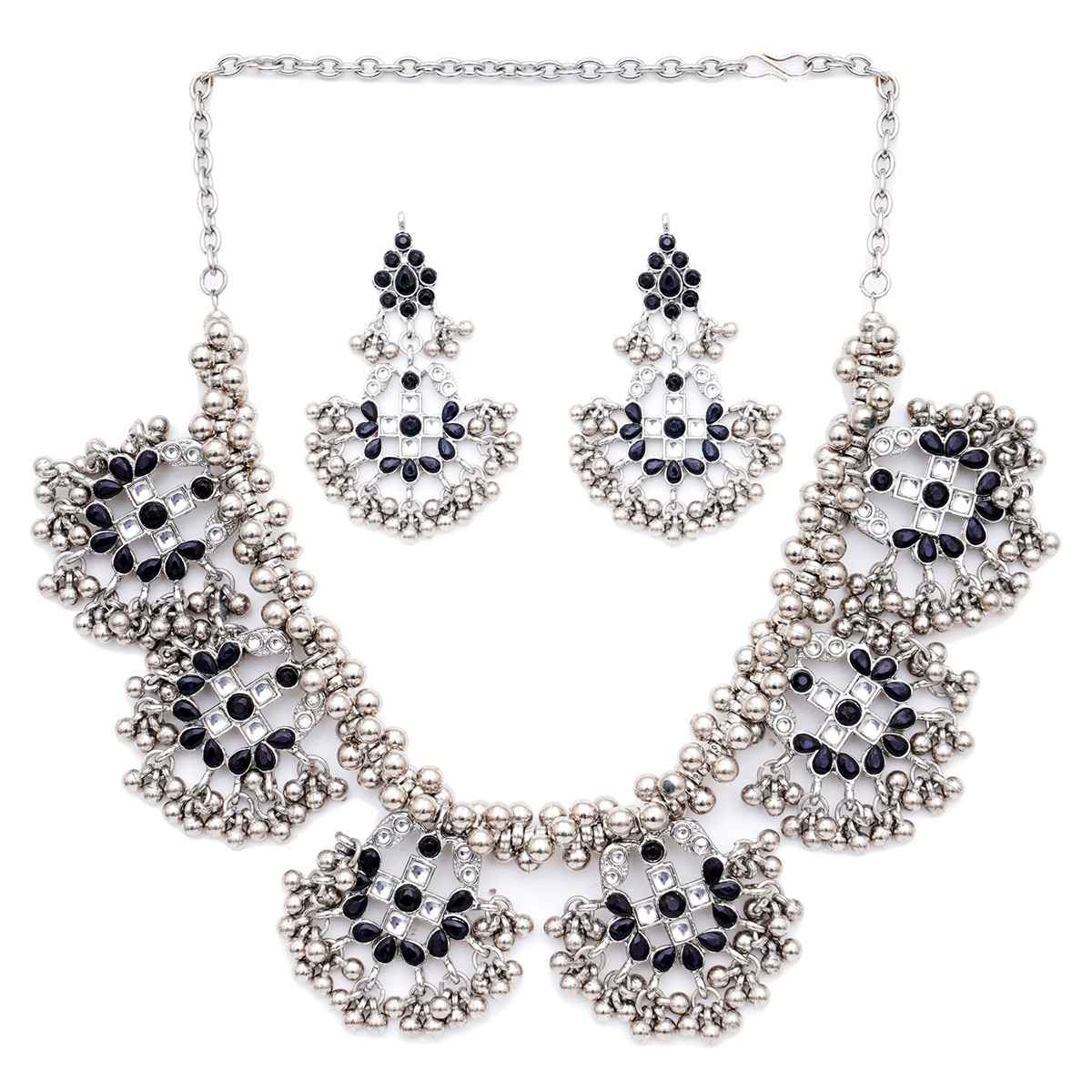 Karatcart Women's Jewellery Set Black and Silver | 11014883