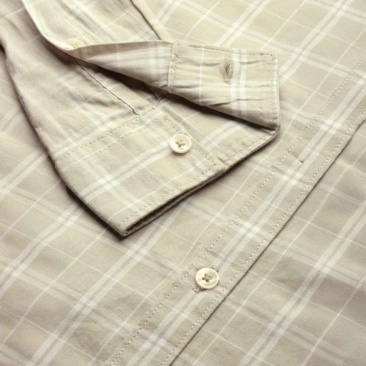 The Indian Garage Co Men's Slim Fit Checkered Casual Shirt | Beige - S