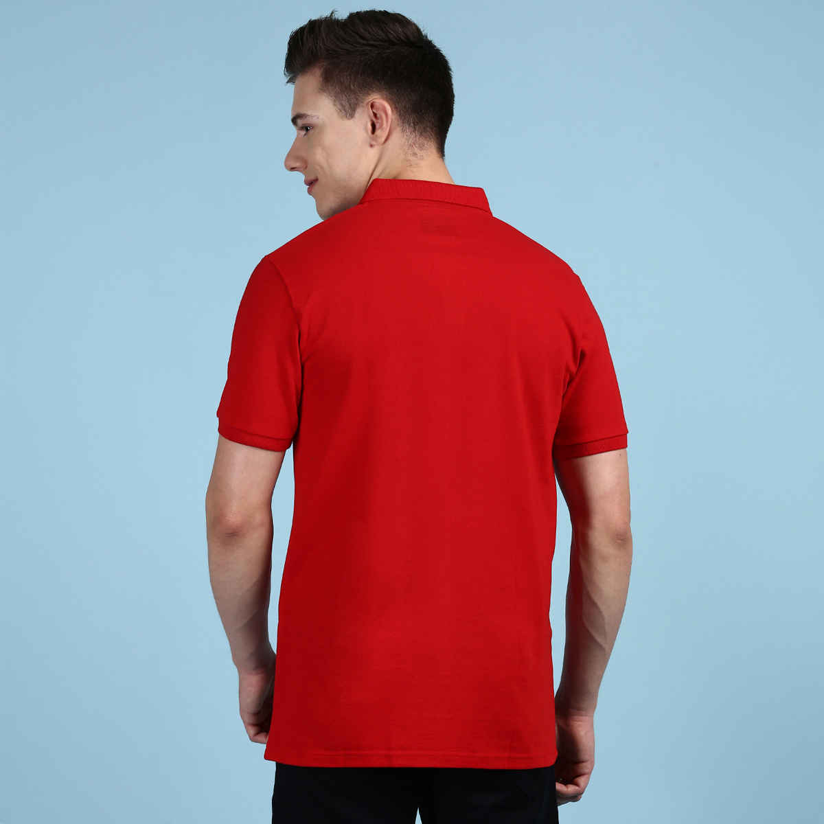 Lux Cozi Men's Solid Cotton Polo T-shirt with Pocket | Red - XL