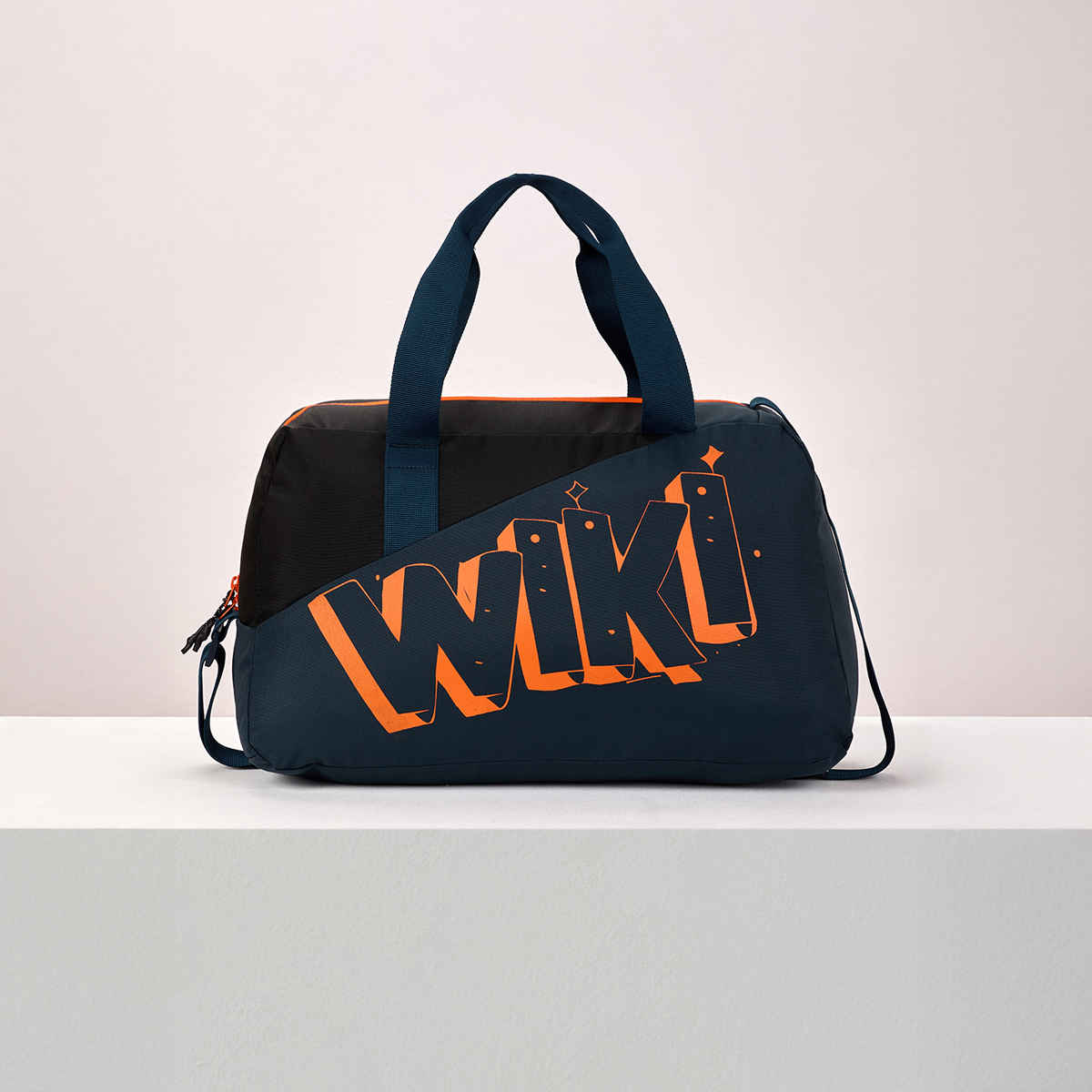 Wildcraft Unisex Color Block Polyester Duffel Bag | Navy and Black - 22 cm