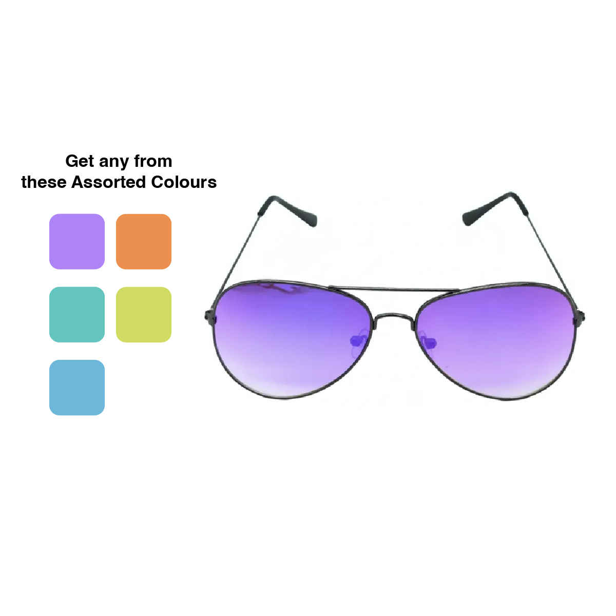 Se7en Unisex Metal Aviator Sunglasses | Assorted - L