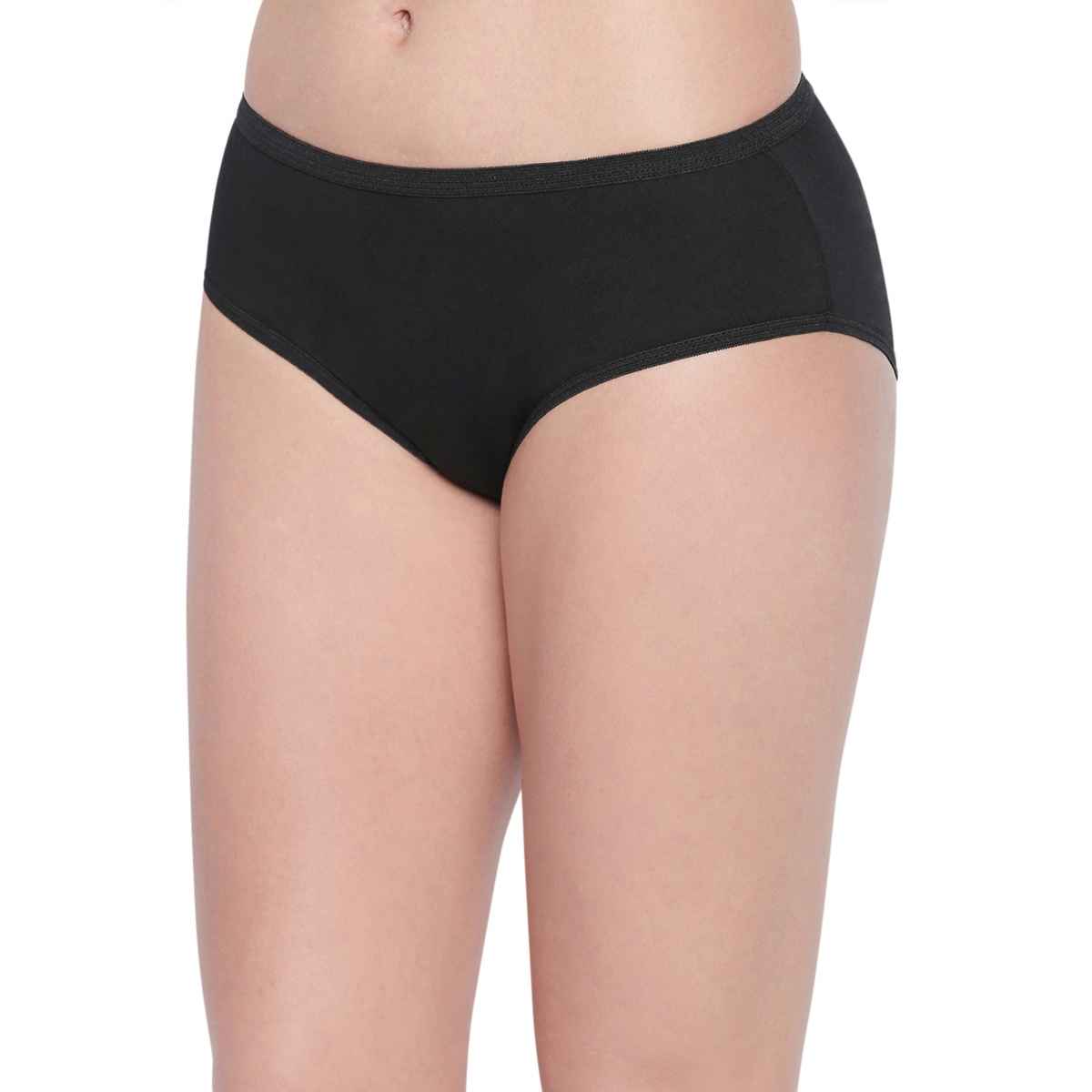 Bodycare Women's Cotton Solid Briefs | Outer Elastic | SKU: 26B | Black