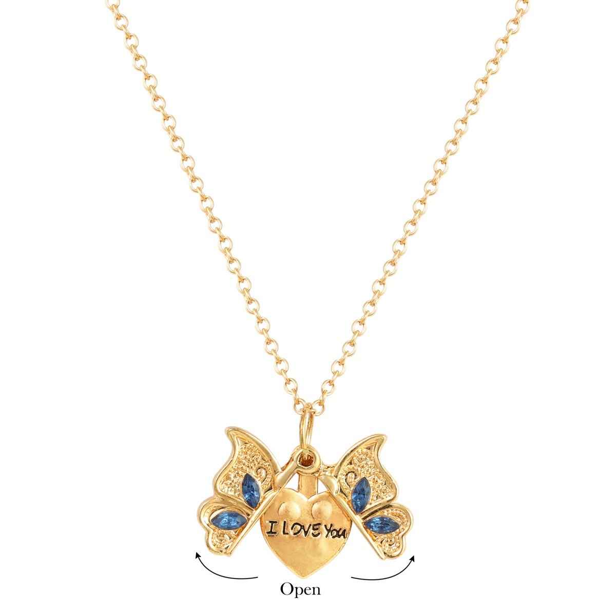 Fashion Frill Women's Openable Butterfly Pendant Chain Gold Onesize