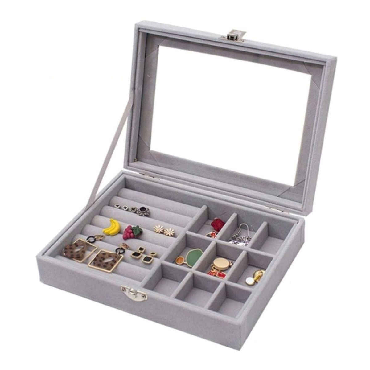 YouBella Velvet Clear Lid Jewellery Organizer Box