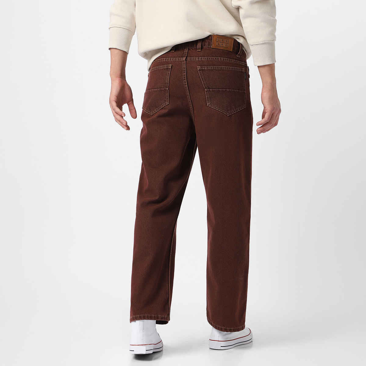 Urbano Fashion Men's Jeans Loose Baggy Fit Washed Non-Stretchable | Brown | 30