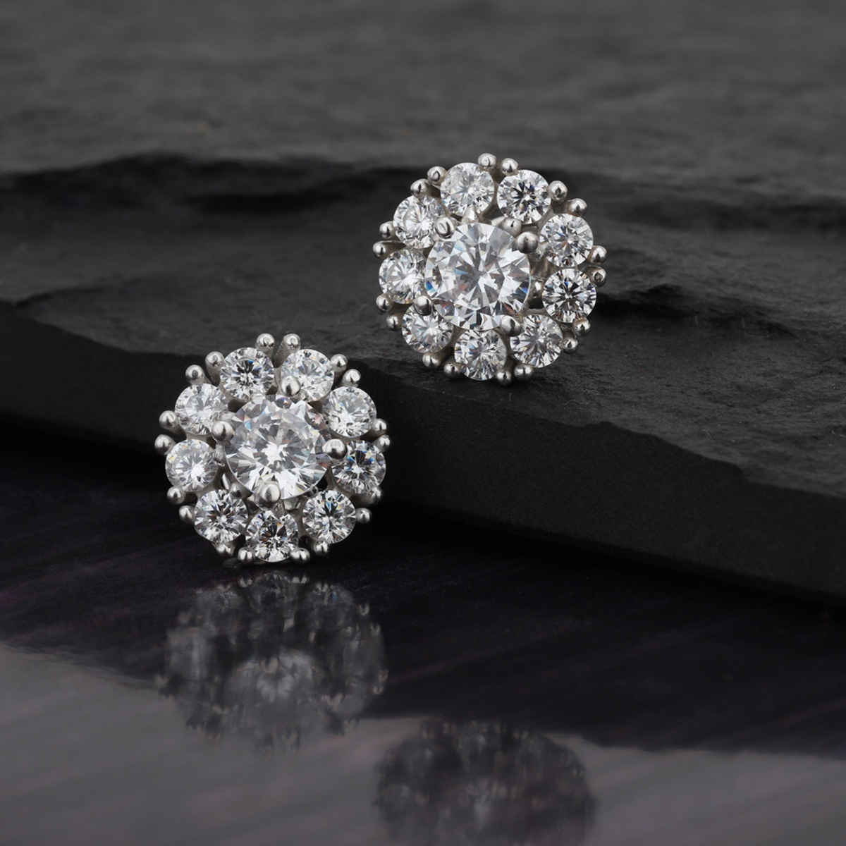 Carlton London Rhodium Plated with CZ Mini Stud Earring | FJE1513