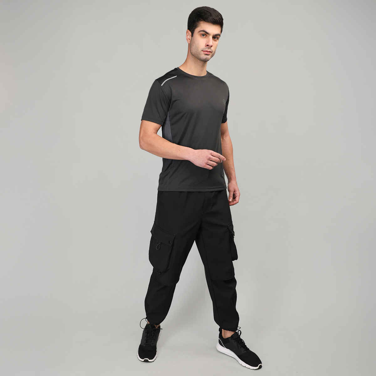 Chkokko Men's Solid Regular Fit Sports T-shirt | Black - L