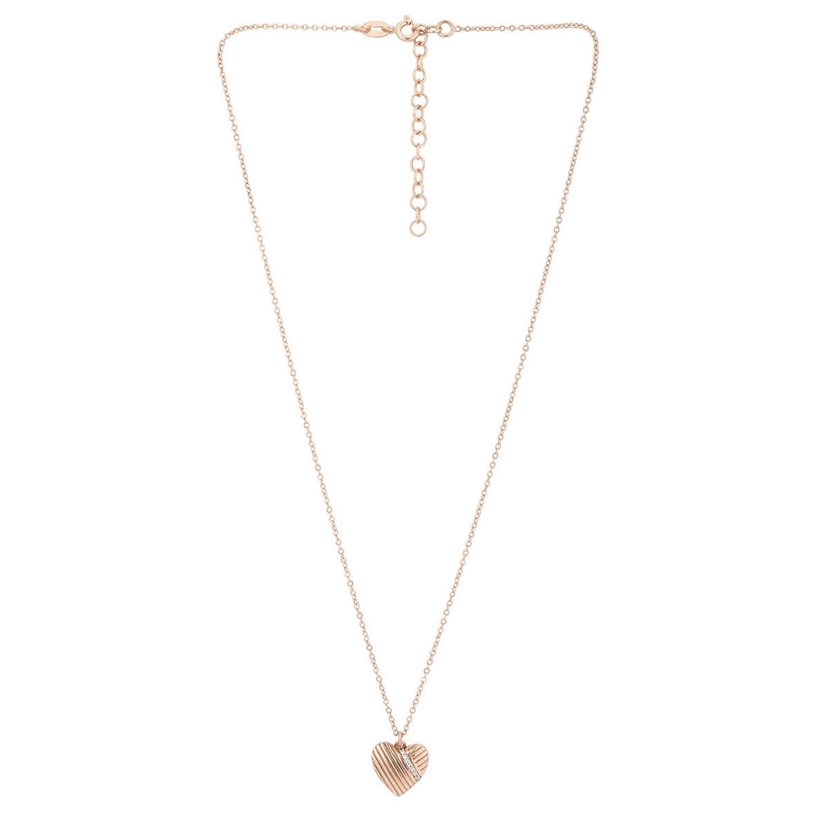 Carlton London 18kt Rose Gold Plated with CZ Heart Pendant with Chain | B772601N-1