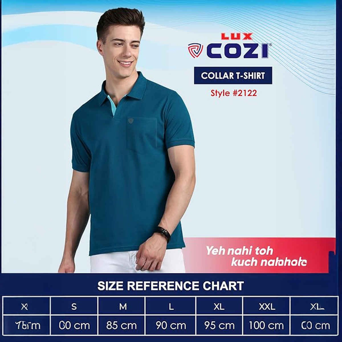 Lux Cozi Men's Solid Cotton Polo T-shirt with Pocket | White - L