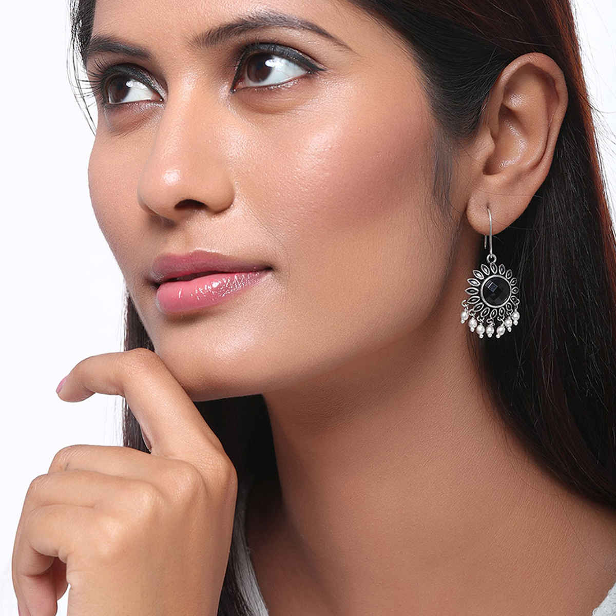 Voylla Work Essentials Round Cut Gem Earrings