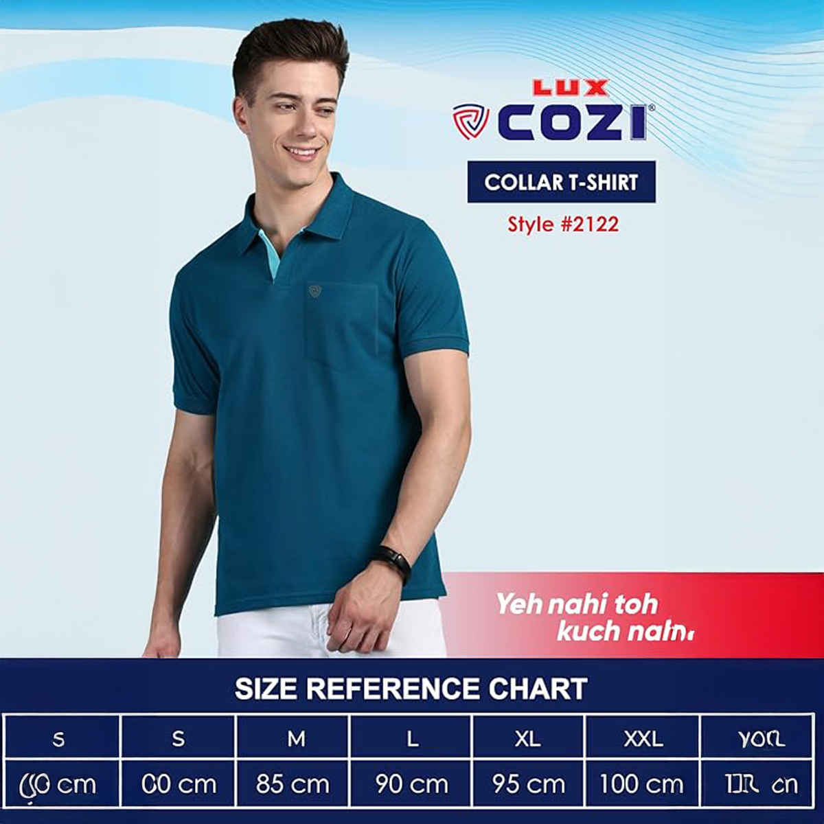 Lux Cozi Men's Solid Cotton Polo T-shirt with Pocket | White - S