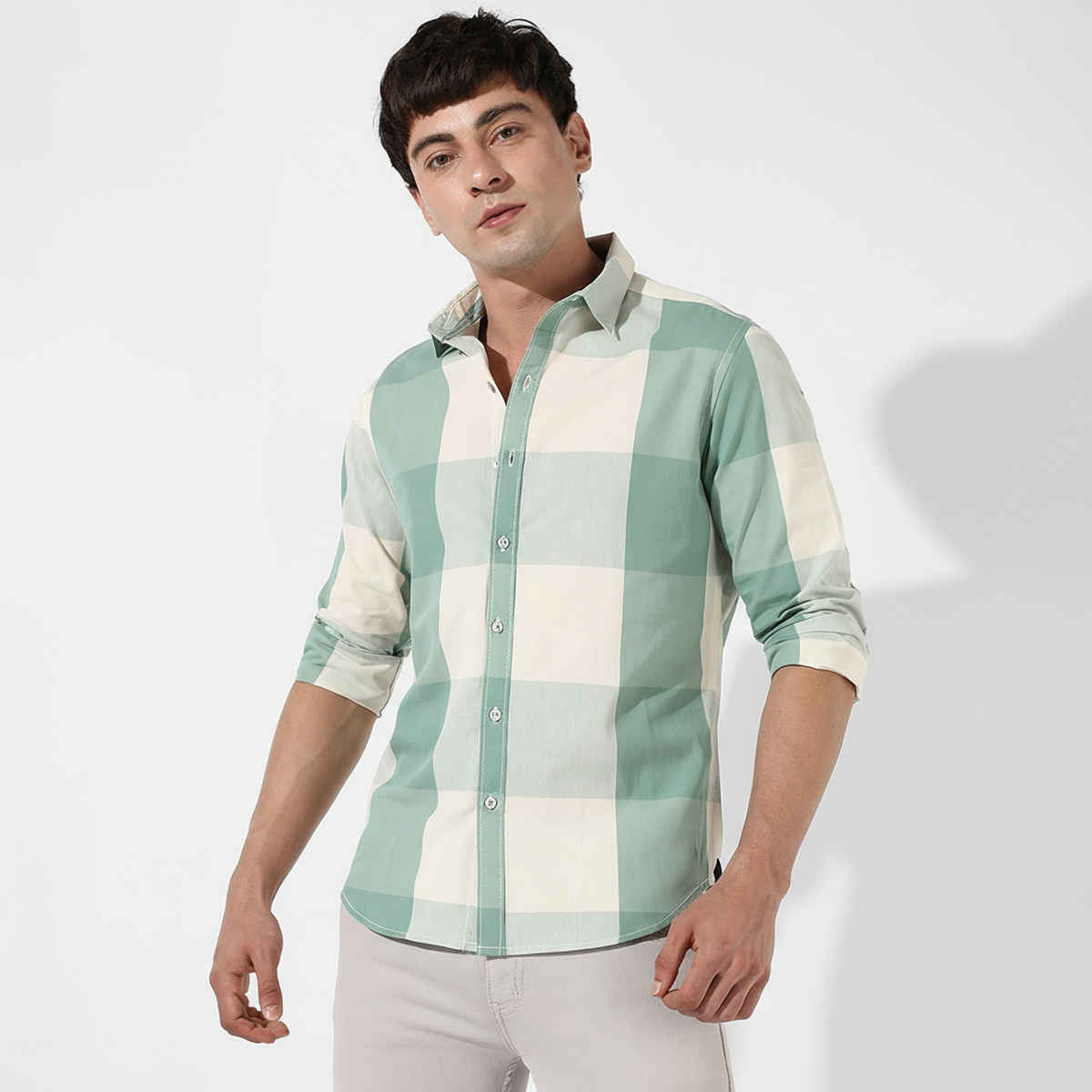 Campus Sutra Men's Cotton Check Shirt | Multicolour - L
