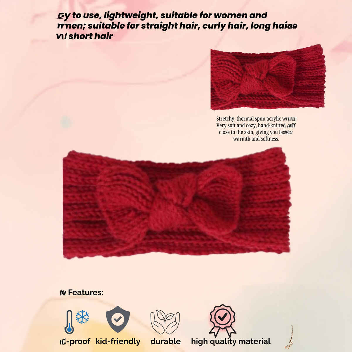 Fabseasons Women's Solid Acrylic Blend Headband | Black | 2 - 10 years