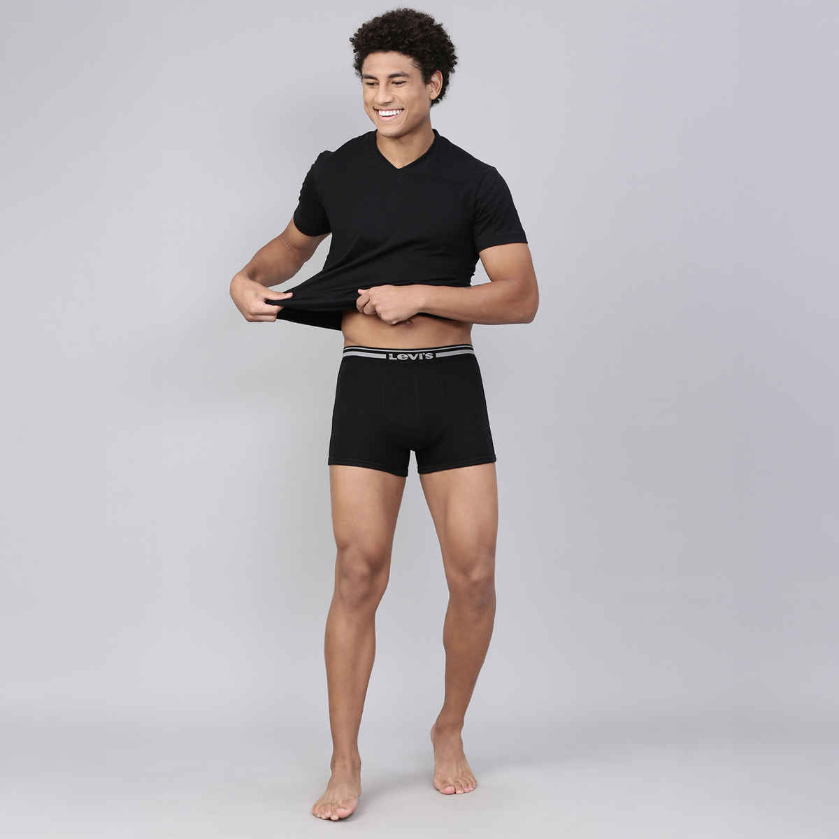 Levi's 003 Men's Comfort Trunk | Contoured Double Pouch | Pack of 2 | Lt. Grey Mel,Black | XL