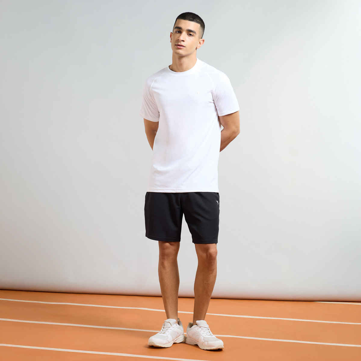 Technosport Men Poly Solid Slim Fit Sports Shorts with TS FLEXI | Black | L