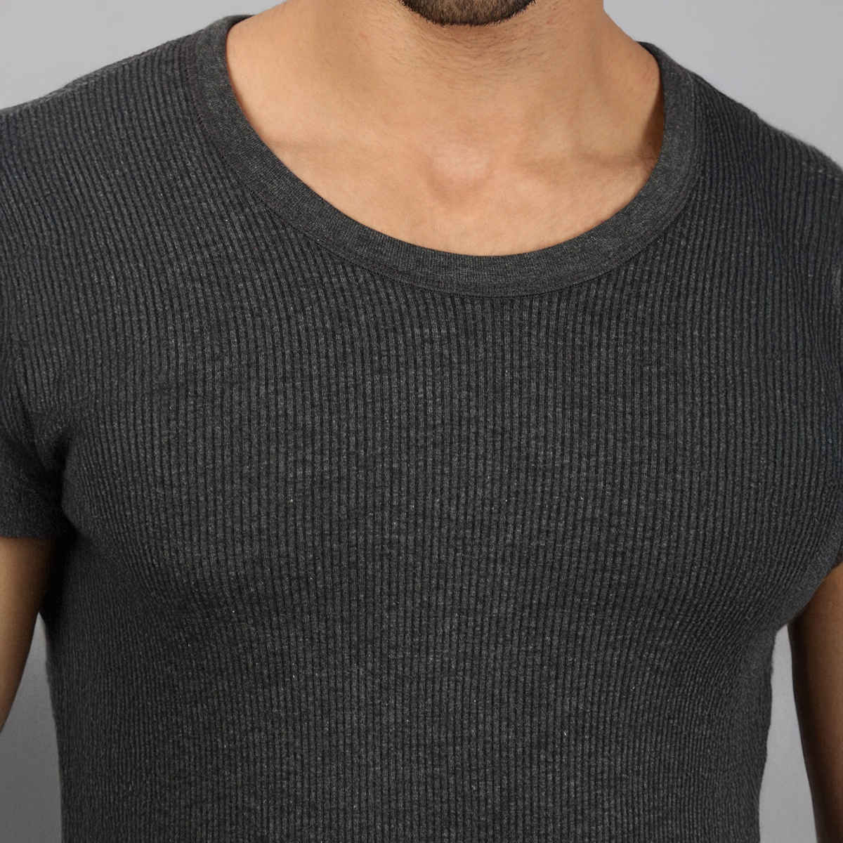 Lux Cozi Men's Heatek Thermal Comfort, Stretchable & Super Warm Set | Black Melange-85