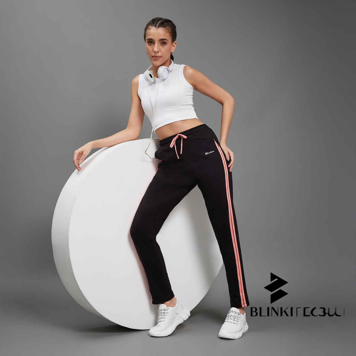 Blinkin Women's Cotton Striped Pyjamas & Track Pants with Side Pockets | Black - XL