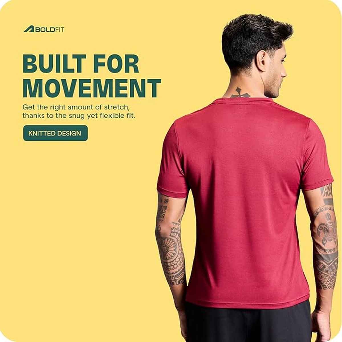Boldfit Men's Gym T-shirt Round Neck Active Quick Dry Gym & Sports | Red - S