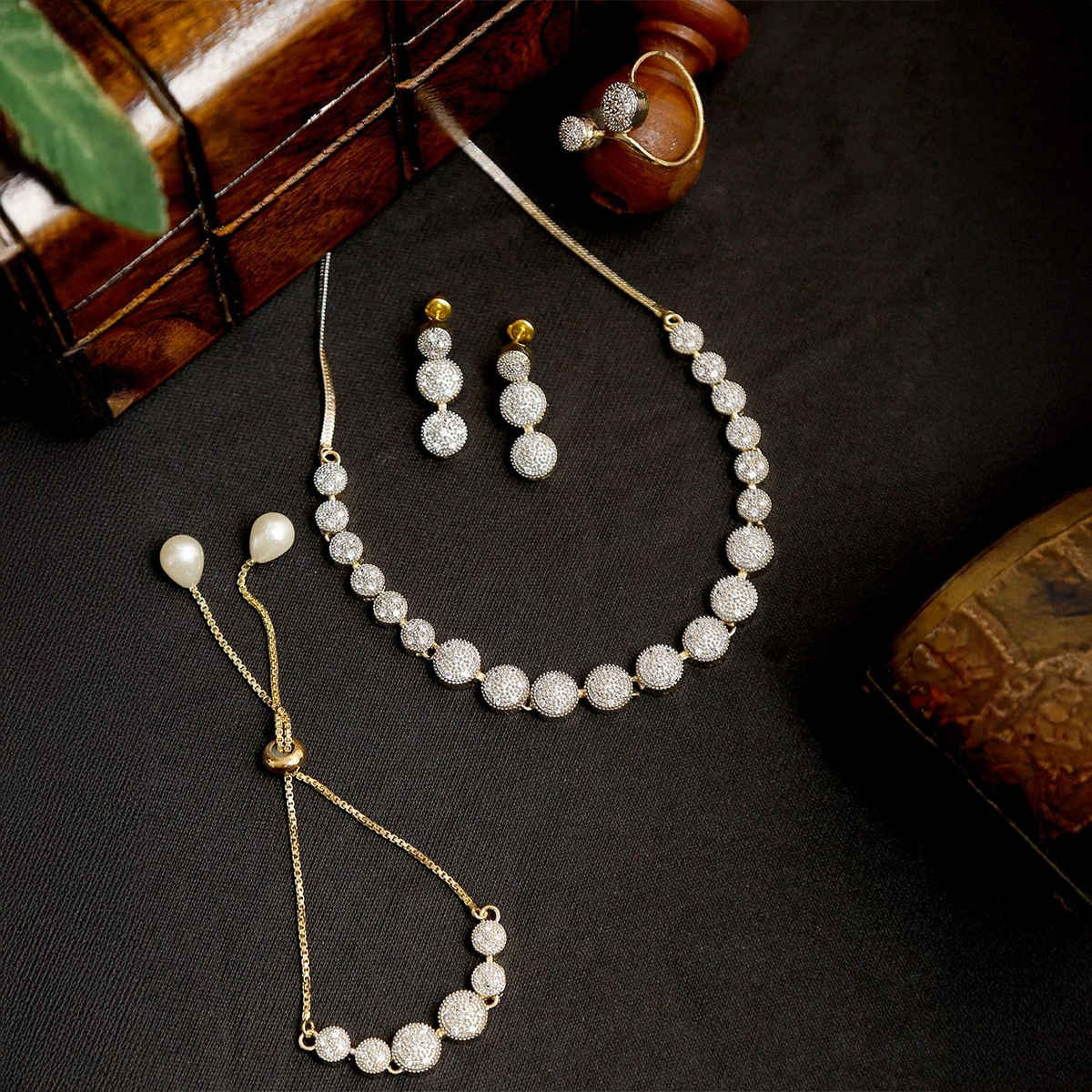 YouBella Traditional Jewellery Combo Gold Plated and AD Jewellery Set for Women (Mix - Combo - 102)