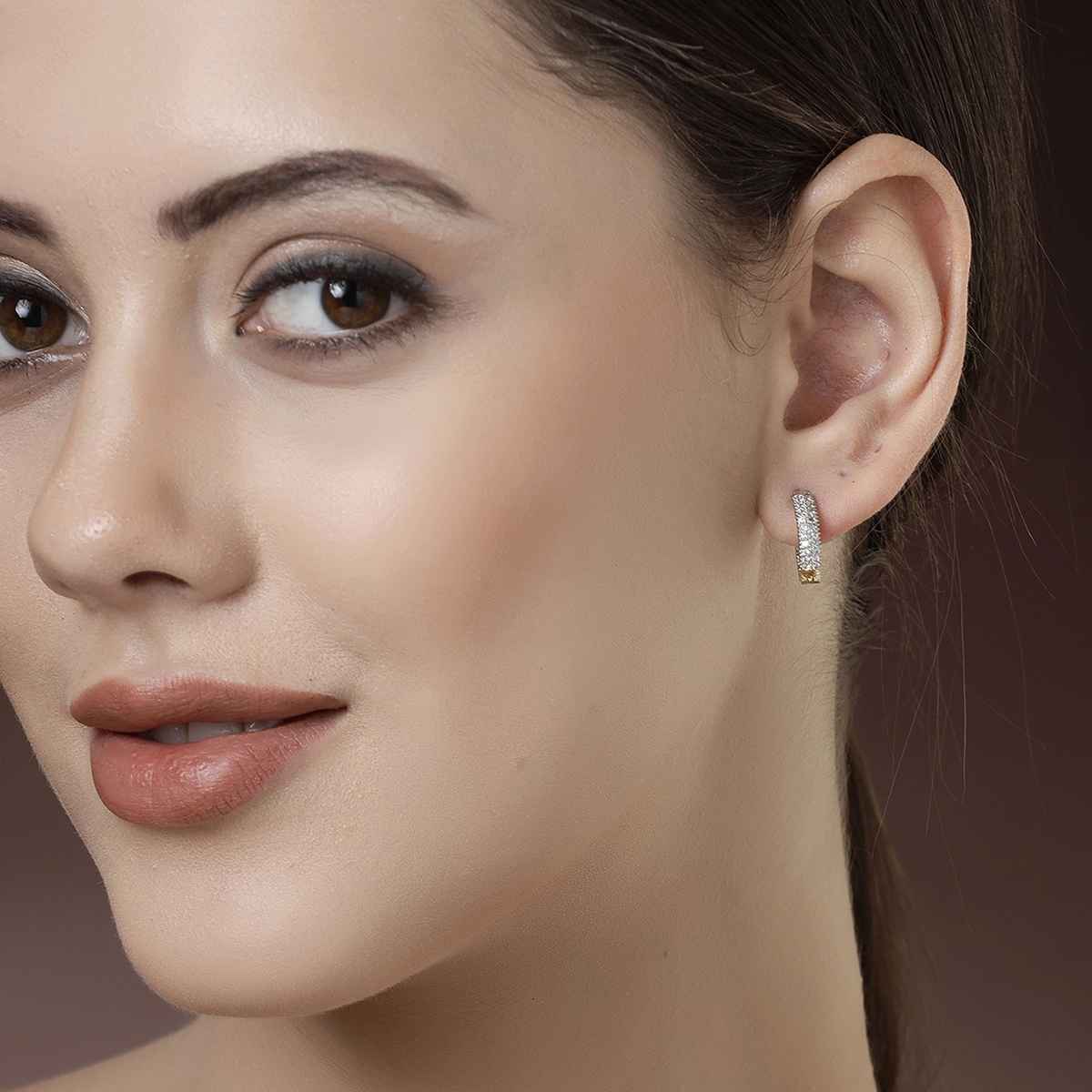 Zeneme White & Gold-Toned Teardrop Shaped Studs Earrings For Women & Girls