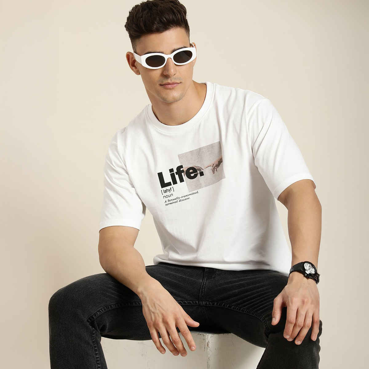 Difference of Opinion Men T-shirt - White | Classic Fit | XL