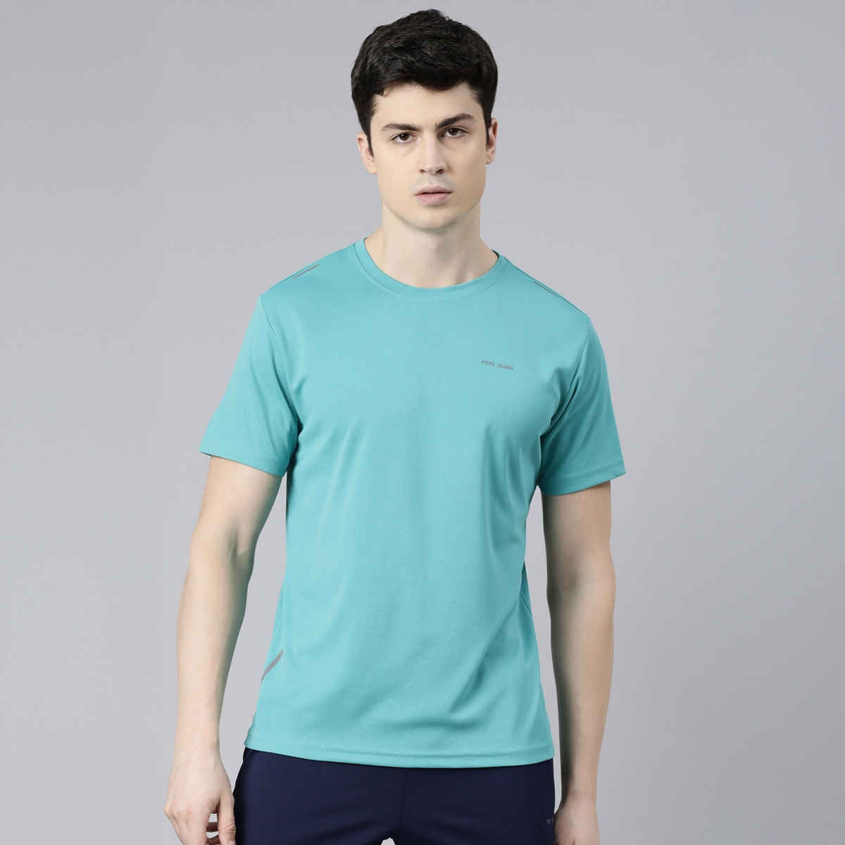 Pepe Jeans Mens Baltic Blue Dry Fit T-Shirt - Pack of 1 (M) Comfort Fit, Soft Fabric, Breathable