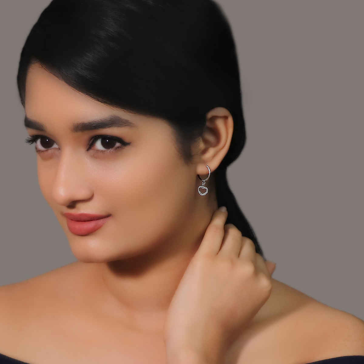 GIVA Silver Small Heart Drop Earrings