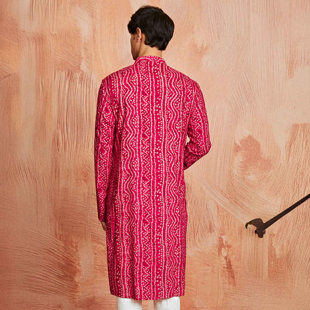 Vastramay Men's Falsa Rayon Kurta | Pink - S