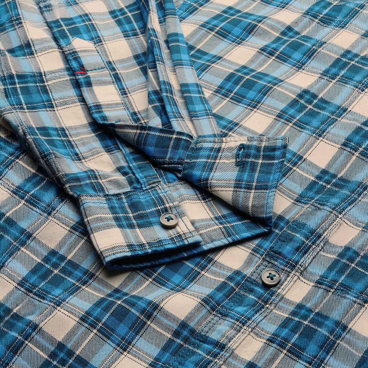 The Indian Garage Co Men's Slim Fit Checkered Casual Shirt | Blue - XL