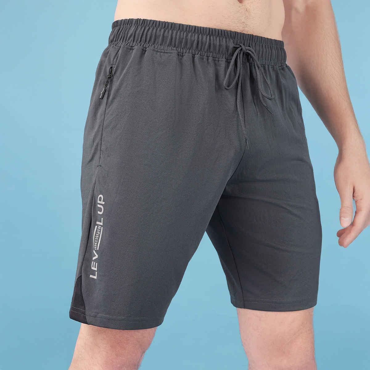 Technosport Men Poly Solid Slim Fit Sports Shorts with ELASTO LITE | Black | XL