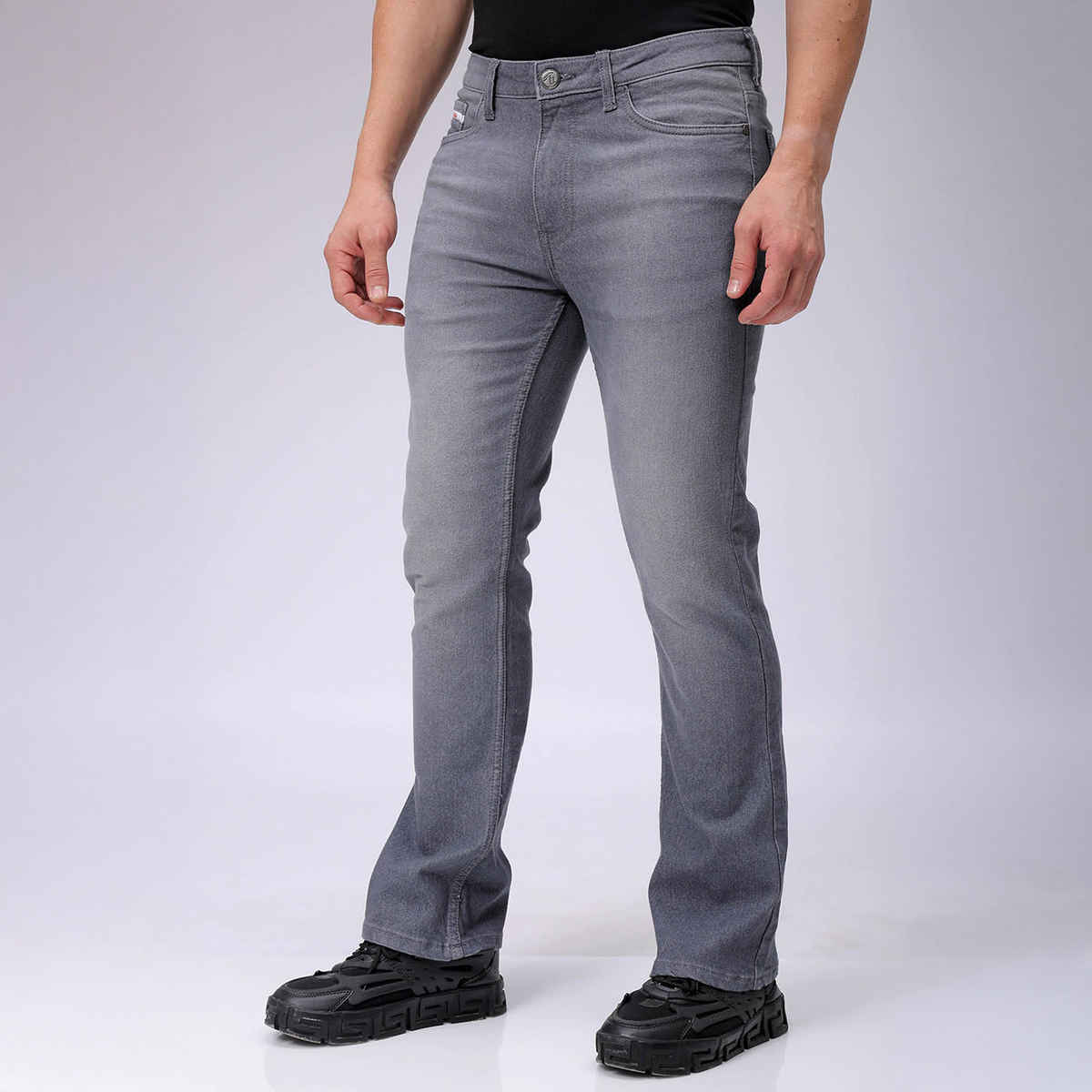 The Indian Garage Co Men's Slim Fit Solid Casual Regular Jeans | Grey | 34