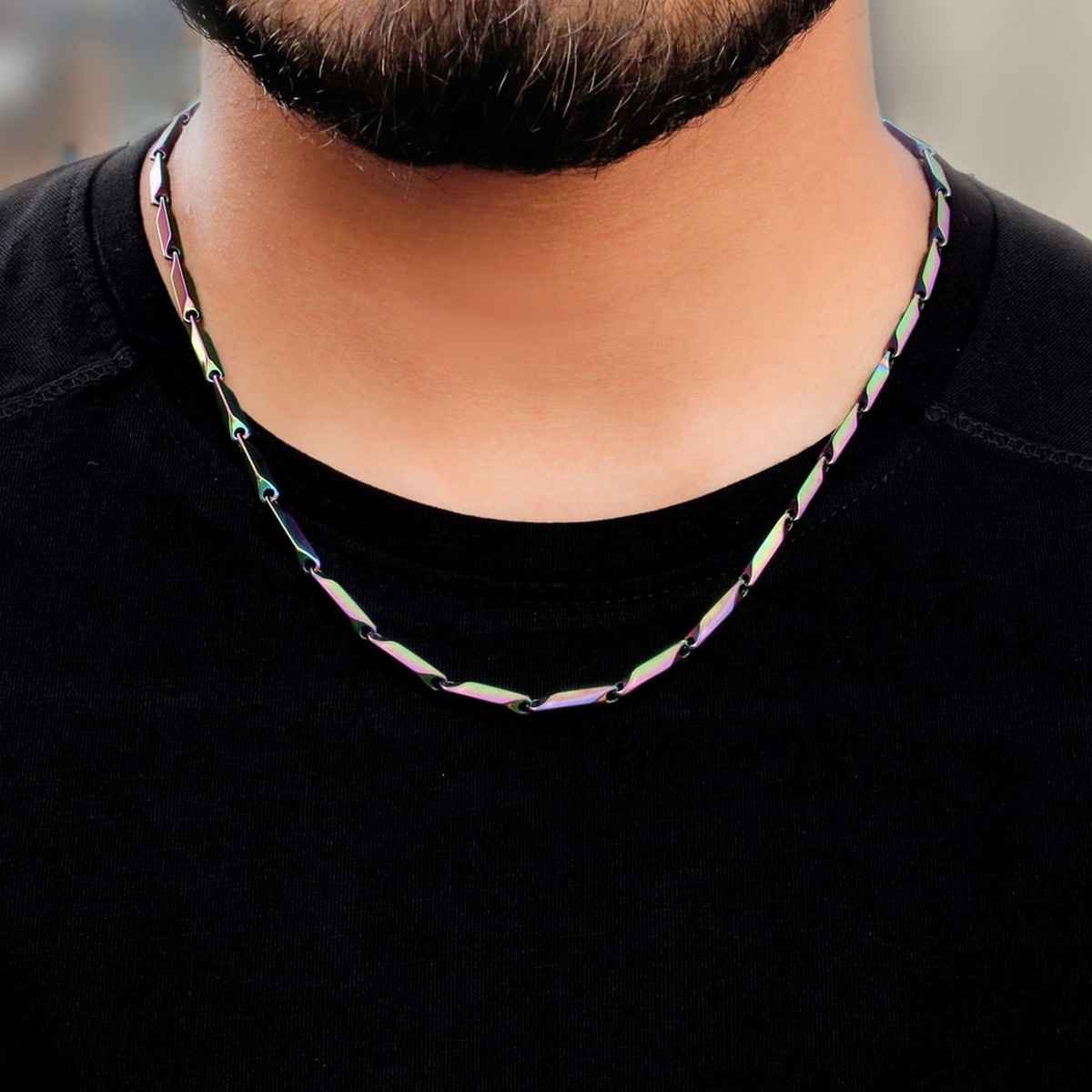 Fashion Frill Men's Rice Chain Multicolor 24 Inches